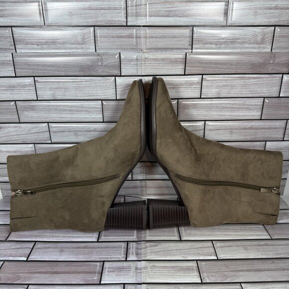 Nordstrom Rack Women's Brown Taupe Mid-Calf Side-Zip Square Toe Booties Size 10 - Picture 6 of 8